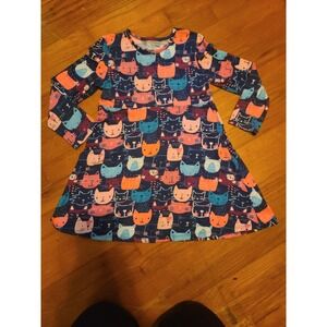 Cute and Colorful Kitty Cat shirt dress with long sleeve Size 6
